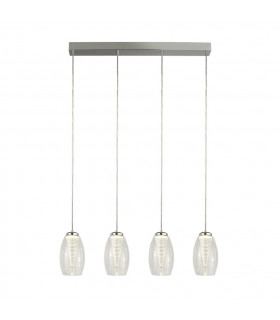 Cyclone pendant light 4 bulbs Glass, acrylic, mild steel Chrome, Clear