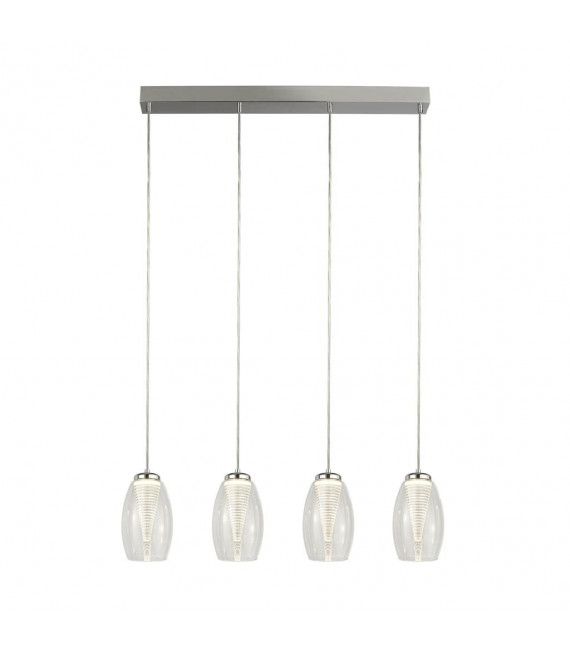 Suspension Cyclone 4 ampoules Verre,acrylique,acier doux Chrome,Transparent