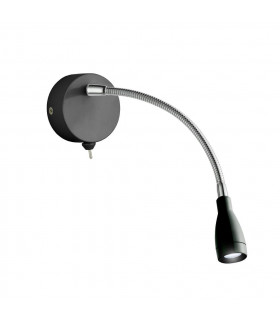 Wandleuchte mit Leselicht Flexi Baustahl Mattschwarz 6 Glühbirnen 28,5cm