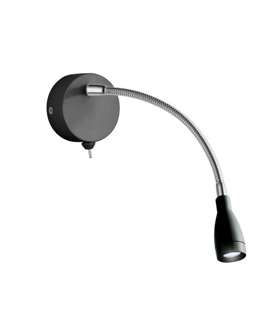 Lampada da parete con luce da lettura Flexi Acciaio dolce Nero opaco 6 lampadine 28,5 cm