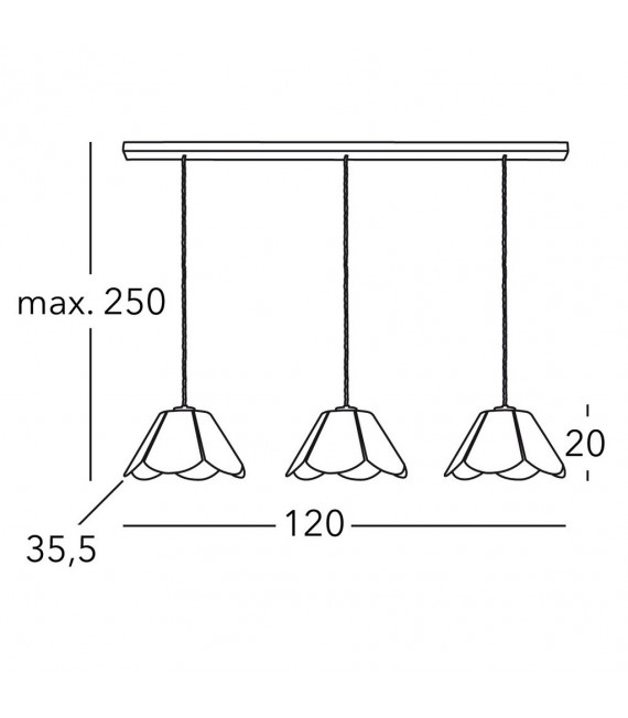 Suspension Bloom Mat blanc 3 ampoules 250cm