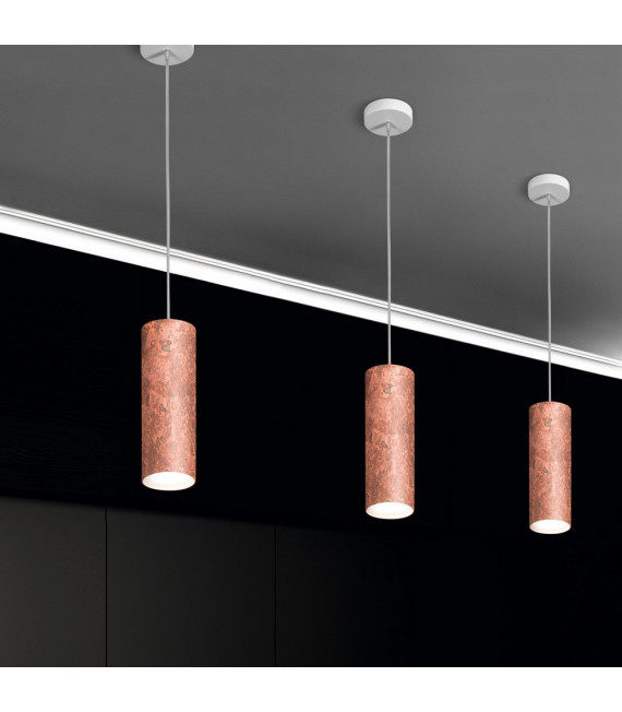 Suspension design Tube Cuivre 1 ampoule 23,5cm