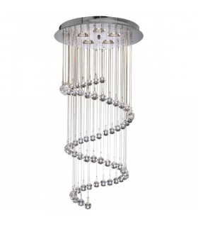 Flur Spiral Pendelleuchte, Chrom und Kristall