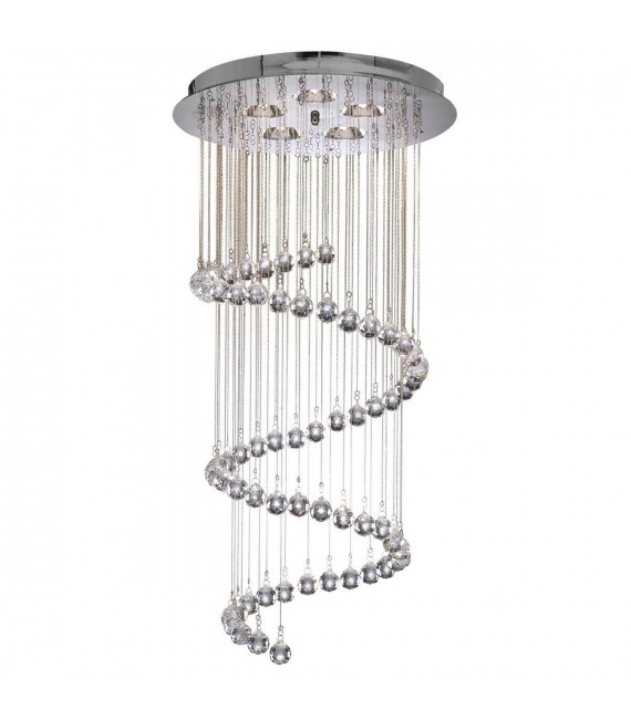 Flur Spiral Pendelleuchte, Chrom und Kristall