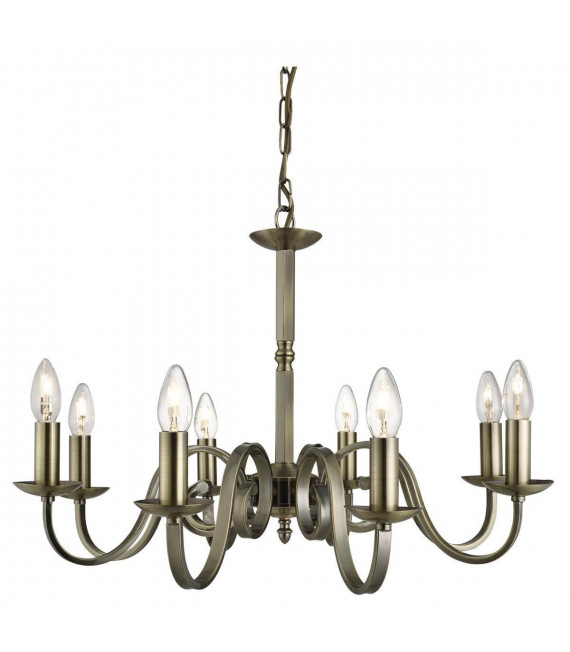 Lámpara colgante Richmond de 8 luces en latón antiguo