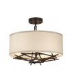 Taiko pendant light Steel, linen Aged bronze 3 bulbs 23.7cm