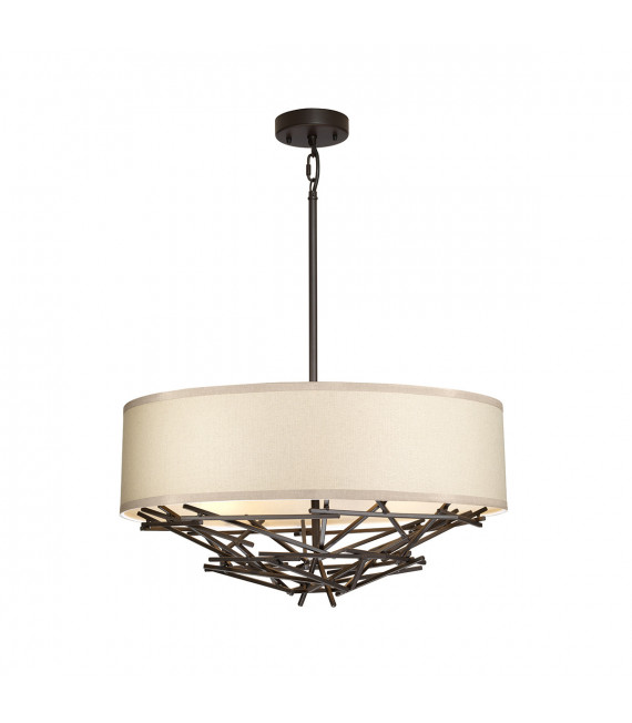 Taiko pendant light Steel, linen Aged bronze 4 bulbs 29.7cm