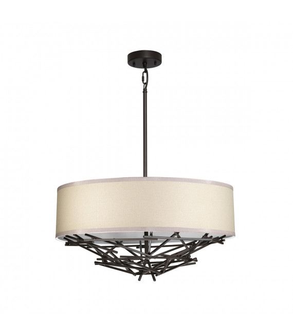 Lampada a sospensione Taiko Acciaio, lino Bronzo invecchiato 4 lampadine 29,7 cm