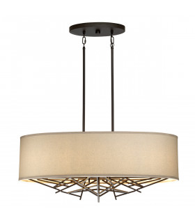 Suspension Taiko Lin,acier Bronze vieilli 5 ampoules 40,6cm