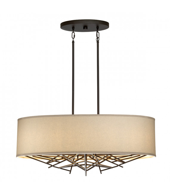 Ciondolo Taiko Lin, acciaio bronzo invecchiato, 5 lampadine, 40,6 cm