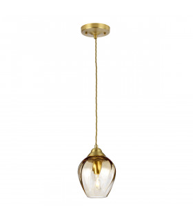 Suspension Tiber Acier,verre optique torsadé Laiton brossé 1 ampoule 23,7cm