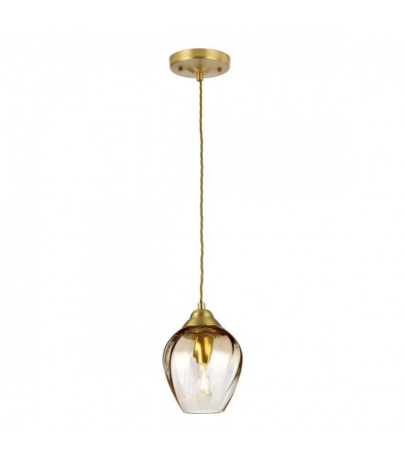 Suspension Tiber Acier,verre optique torsadé Laiton brossé 1 ampoule 23,7cm