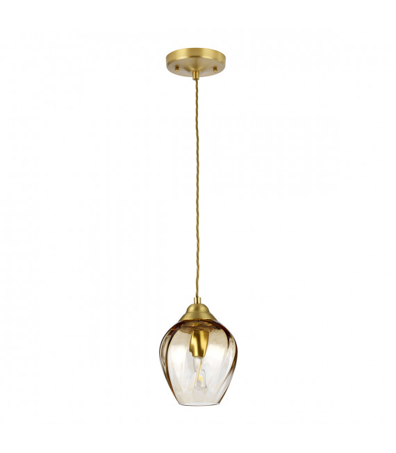 Colgante Tiber Steel, vidrio óptico retorcido Latón cepillado 1 bombilla 23,7cm
