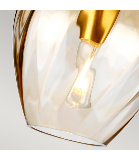 Suspension Tiber Acier,verre optique torsadé Laiton brossé 1 ampoule 23,7cm