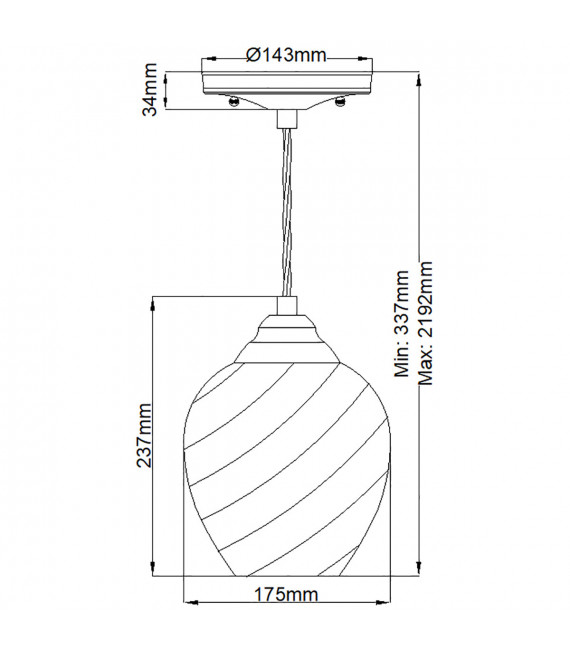Pendant Tiber Steel, twisted optical glass Brushed brass 1 bulb 23.7cm