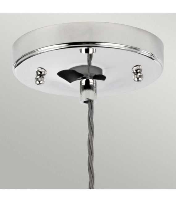 Suspension Tiber Acier,verre optique torsadé Nickel poli 1 ampoule 23,7cm