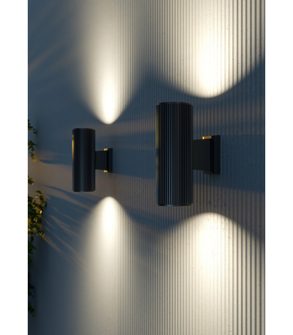 Applique da giardino Rando Black Metal 2 lampadine 26cm