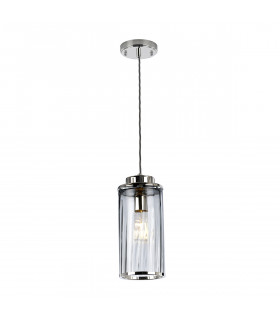 Design pendant light Reno Verre, polished nickel steel 1 bulb 34.8cm