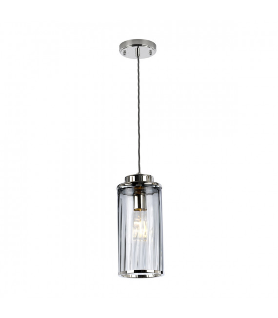 Design pendant light Reno Verre, polished nickel steel 1 bulb 34.8cm