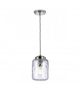 Designer-Pendelleuchte Sola Steel, transparent Serie Kopfglas Nickel poliert 1-flammig 26,8cm