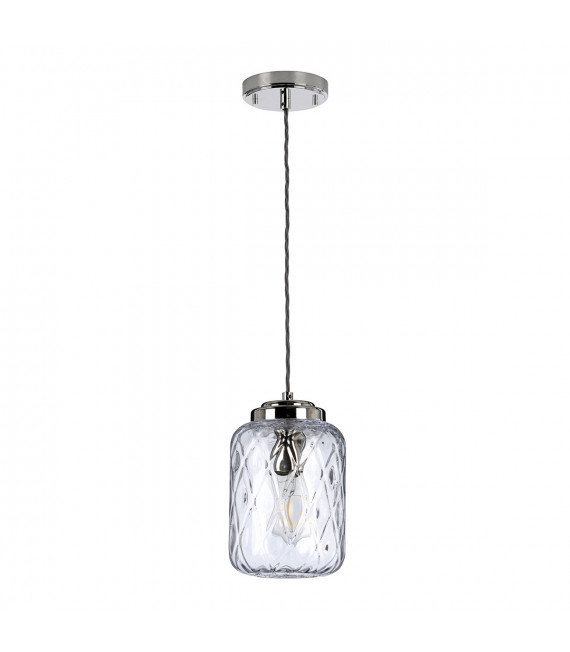 Lampada a sospensione di design Sola Acciaio, serie trasparente testa vetro Nichel lucido 1 lampadina 26,8cm