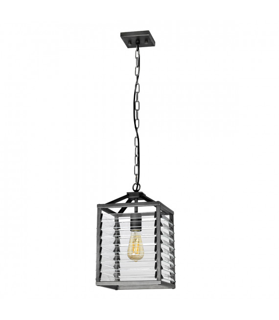 Louvre lantern pendant Clear glass, bronze steel 1 bulb 38.6cm