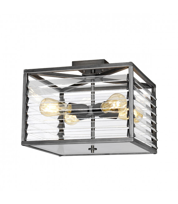 Plafonnier Louvre Acier,verre Bronze 4 ampoules 31,4cm