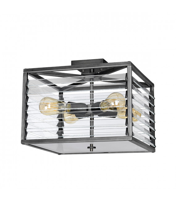 Ceiling light Louvre Steel, bronze glass 4 bulbs 31.4cm