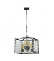 Louvre steel, bronze glass 4-bulb 40.7cm lantern pendant light