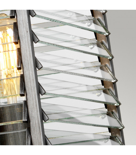 Lampada a sospensione a lanterna Louvre in acciaio, vetro bronzo a 4 luci da 40,7 cm