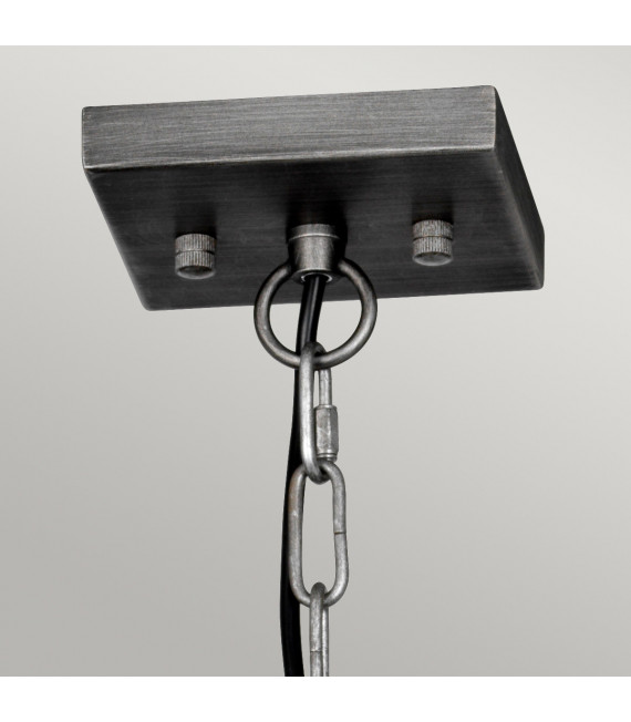 Lámpara colgante farol de 40,2 cm de acero Louvre, vidrio bronce, 6 luces