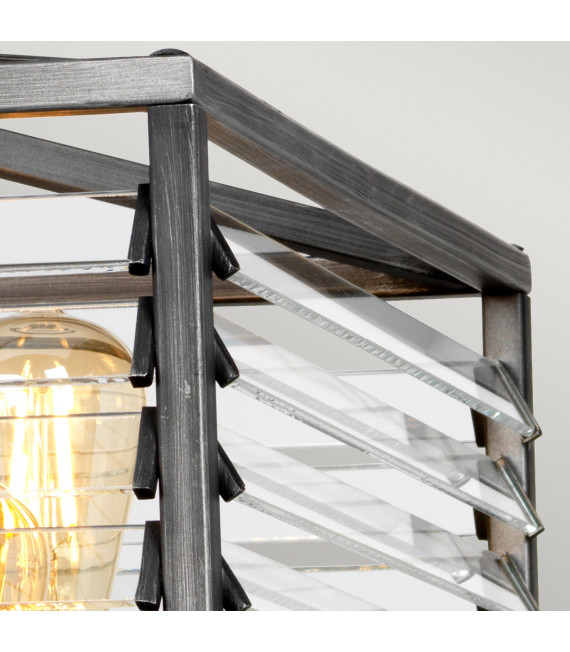 Louvre steel, bronze glass 6-bulb 40.2cm lantern pendant light