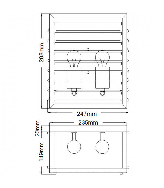 Applique murale Louvre Acier,verre Bronze 2 ampoules 28,8cm