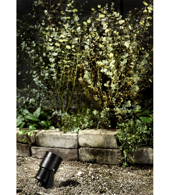 Garden24 Picchetto da giardino Alluminio Nero 1 lampadina 30cm