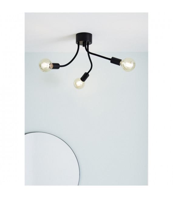Plafonnier Medusa Métal Noir 3 ampoules 44cm