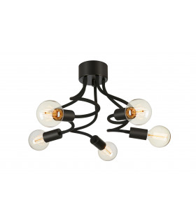 Medusa Metal Negro Plafón 5 bombillas 21cm