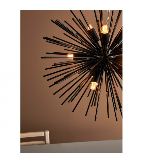 Sun Pendelleuchte Schwarzes Metall 9 Glühbirnen 190cm