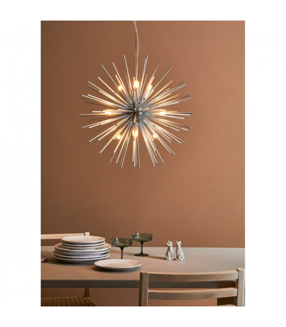 Silver metal Sun pendant lamp 9 bulbs 190cm