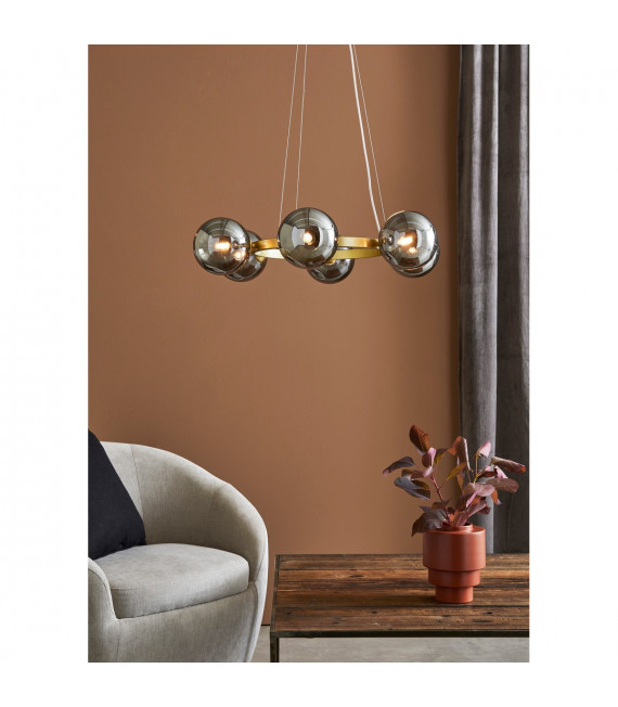 Ciondolo Cerchio Metallo Oro 6 lampadine 15cm
