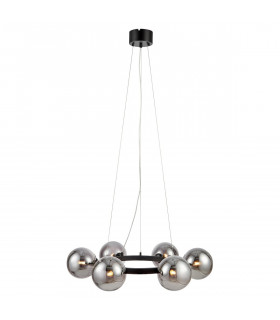 Ciondolo Cerchio Metallo Nero 6 lampadine 15cm