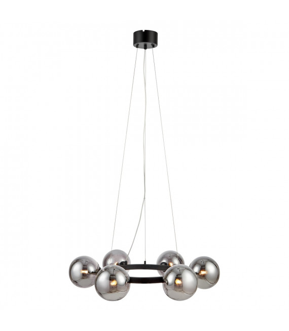 Suspension Circle Métal Noir 6 ampoules 15cm