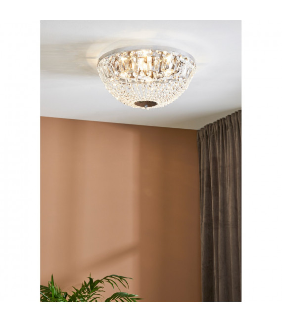 Plafonnier Design Madeleine Métal Chrome 4 ampoules 25cm