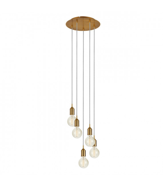 Lampada a sospensione Bronx Metal Bronze 5 lampadine 166cm