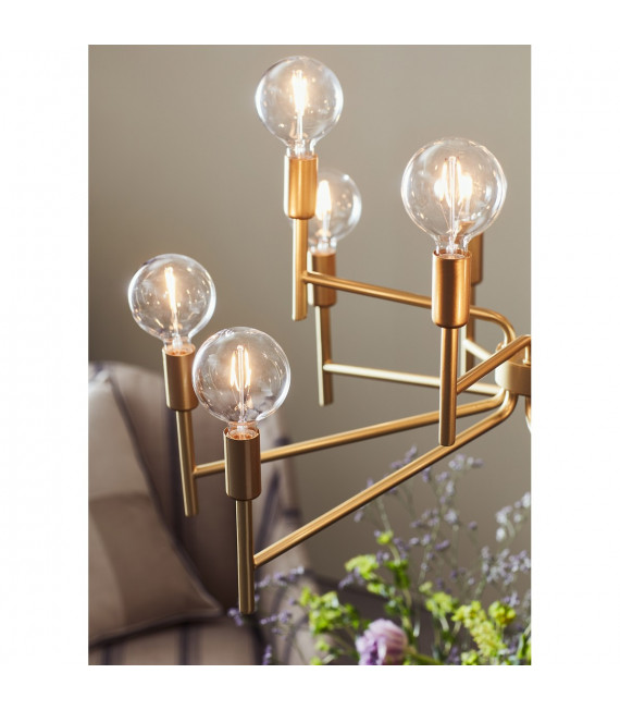 Ciondolo in metallo dorato Regent 12 lampadine 155cm
