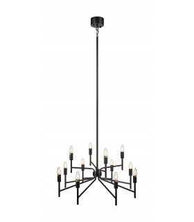 Regent Black Metal Pendant 12 bulbs 155cm