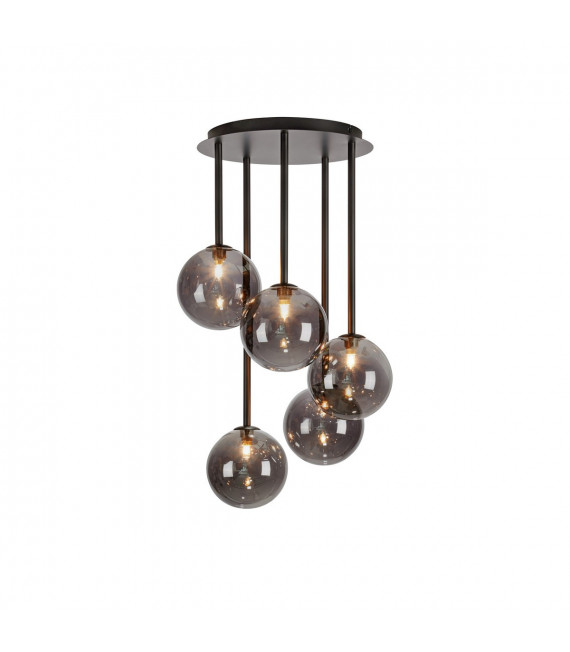 Suspension Universe Métal Noir 5 ampoules 68cm