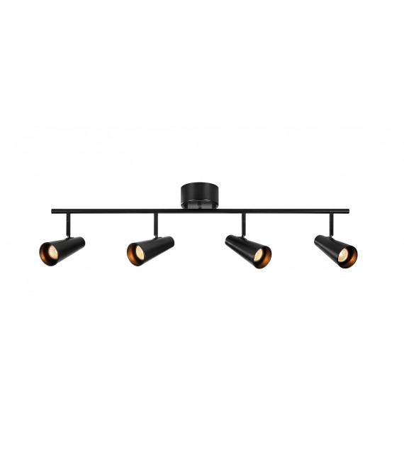 Barre de spots Crest Métal Noir 4 ampoules 24cm
