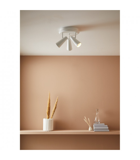 Ceiling light Spot Crest White metal 3 bulbs 20cm