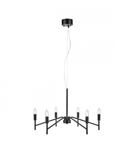 Suspension Monarch Métal Noir 6 ampoules 43cm