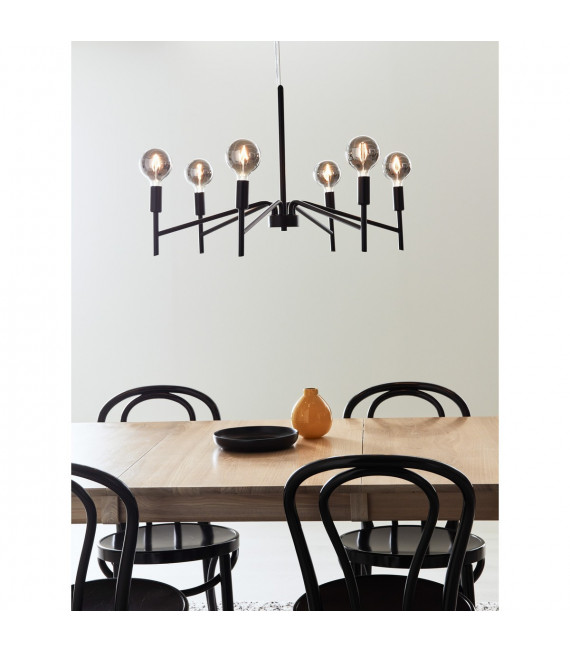 Monarch Black Metal pendant light 6 bulbs 43cm